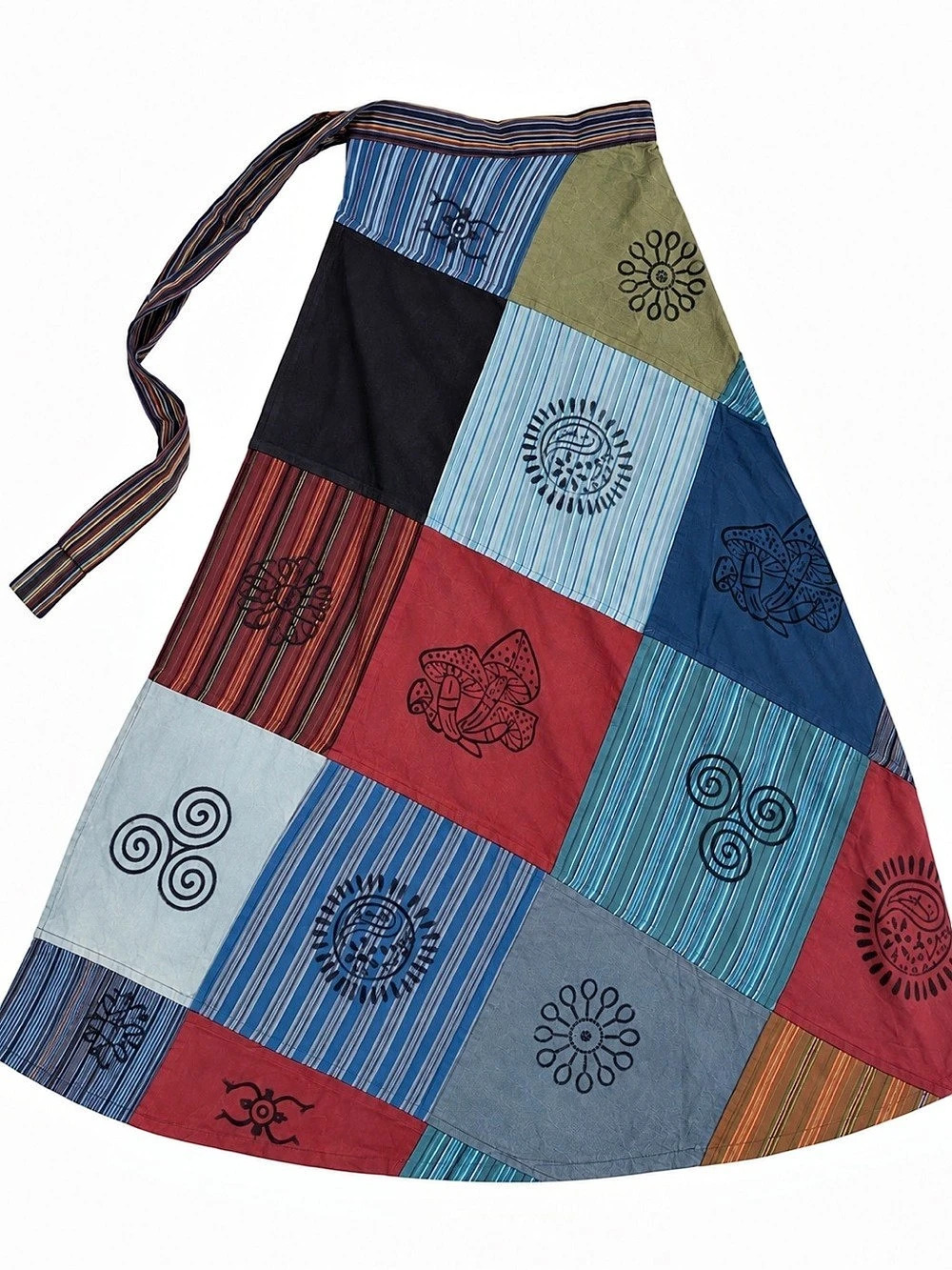 Boho Patchwork Wrap Maxi Skirt 2